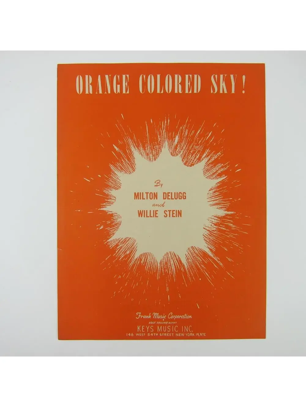 Sheet Music Orange Colored Sky Milton Delugg Willie Stein Jazz Song Vintage 1950